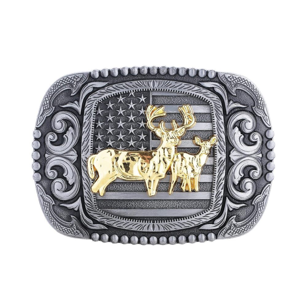 9752 Western Belt Buckle America Flag Patriotic Cowboy Rodeo Big Belt